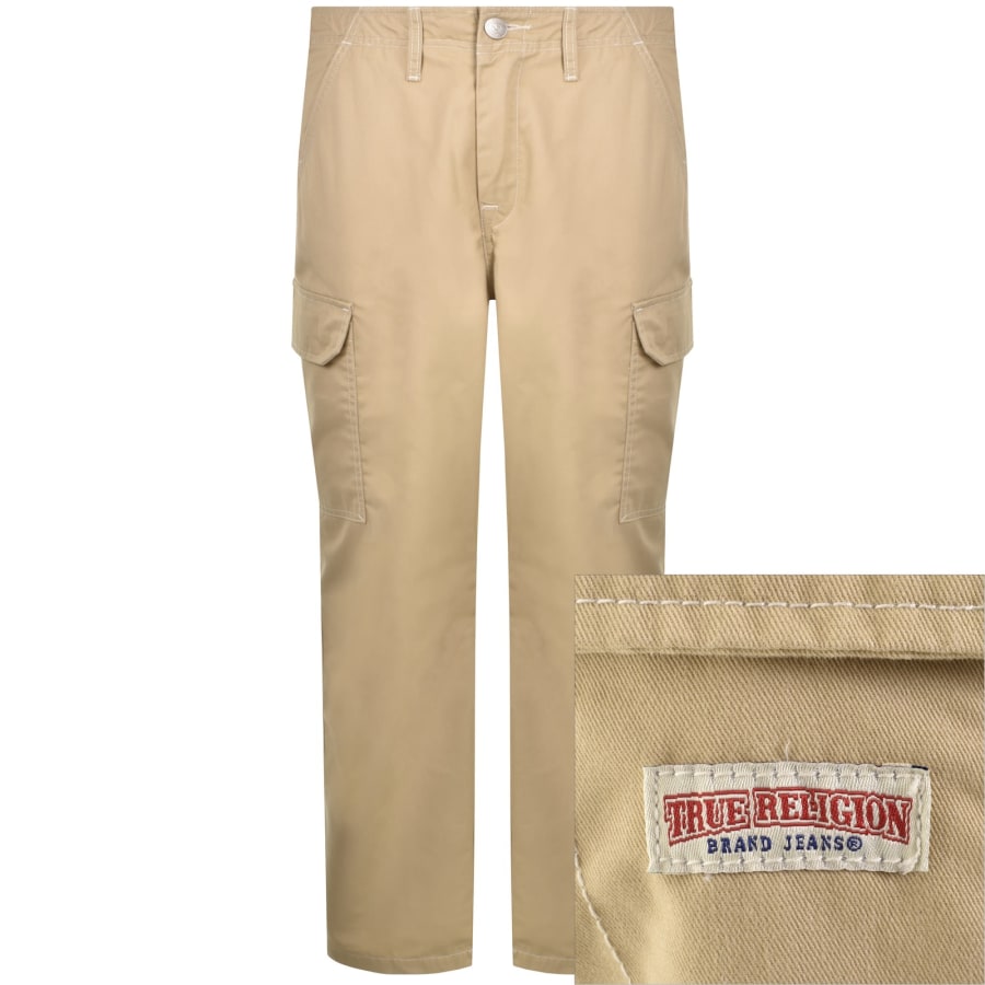 True Religion Big T Cargo Trousers Beige | Mainline Menswear us